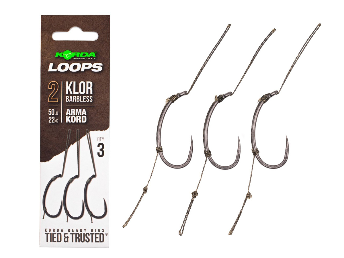 Korda Hooks Loop Rigs Klor Barbless - Carp hooks - FISHING-MART
