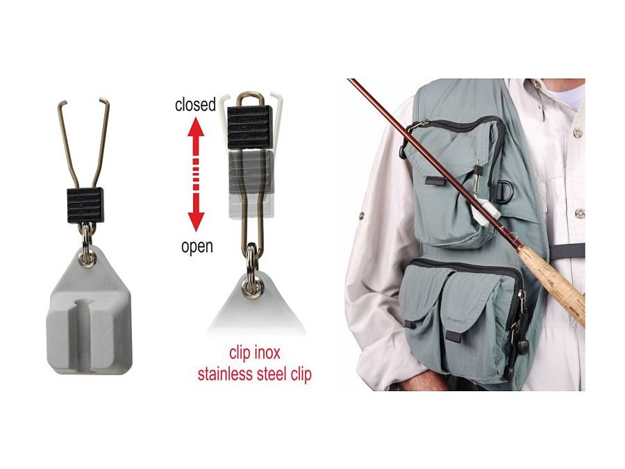 fly rod holder for vest