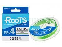Gosen RooTS PE X4 Multipurpose Braided Line Light Green 150m #1.2