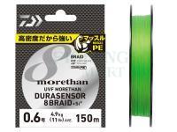 Braid Line Daiwa UVF Morethan Dura Sensor X8 + Si2 Lime Green 150m #0.8